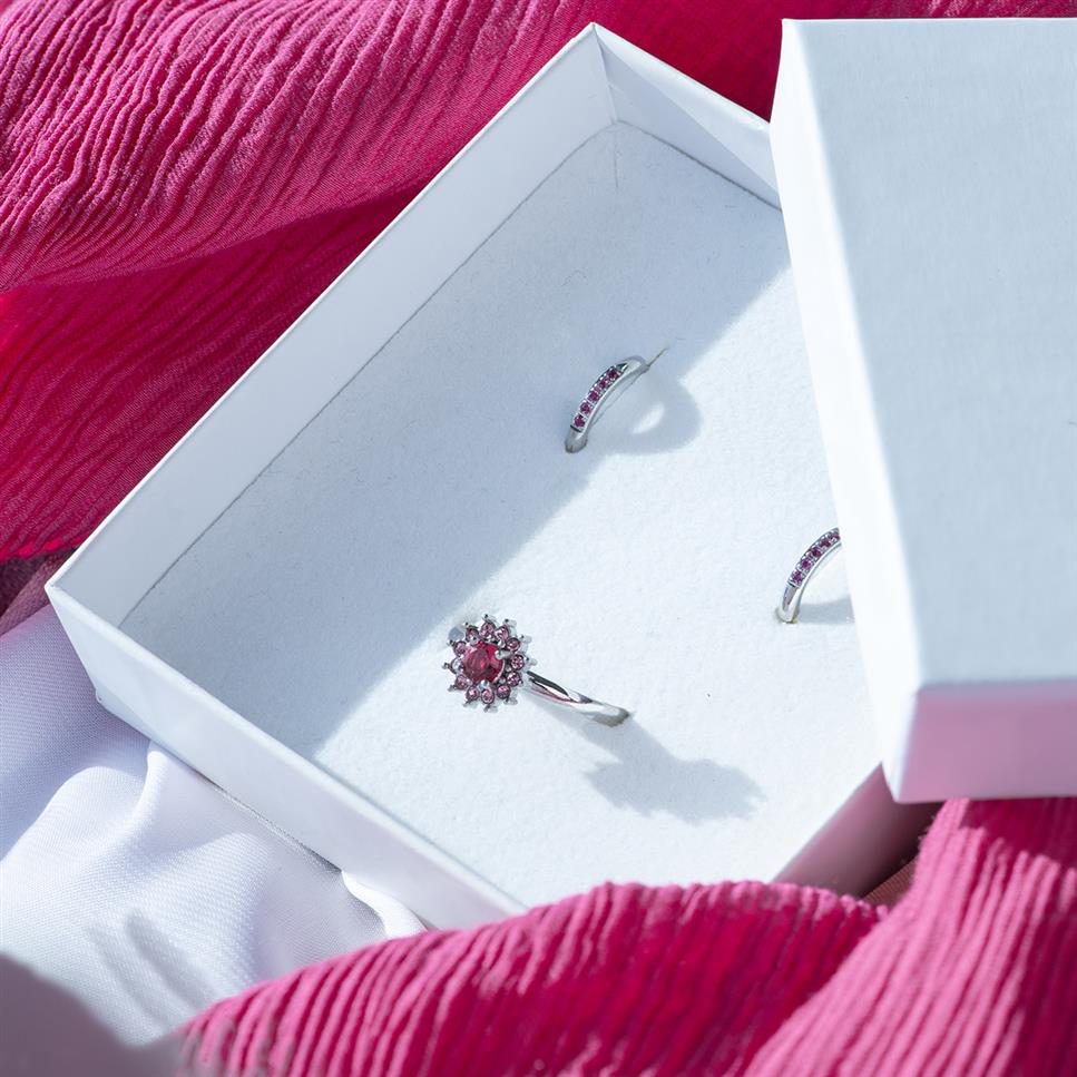 iXXXi Fame Lucia Ring Set Silver/Fuchsia | Nance@Home