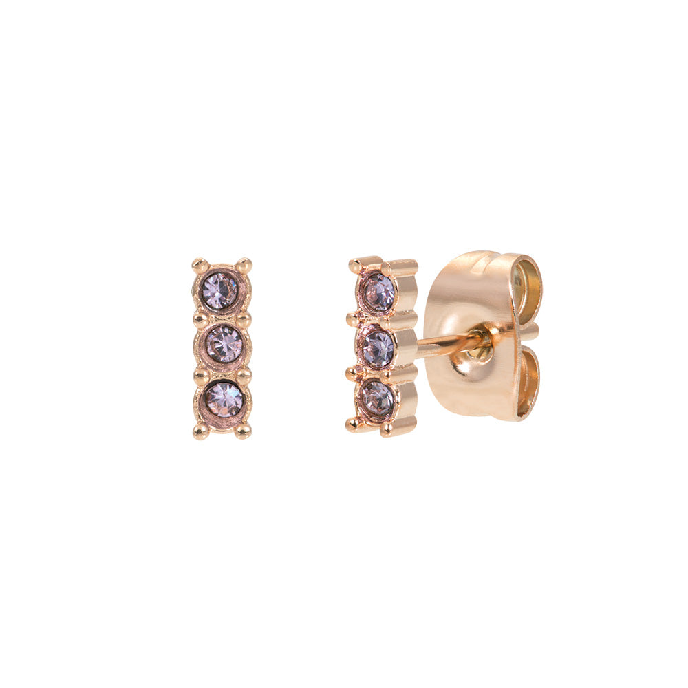 iXXXi Jewelry Ear Studs Triple Stone Tanzanite Rosé