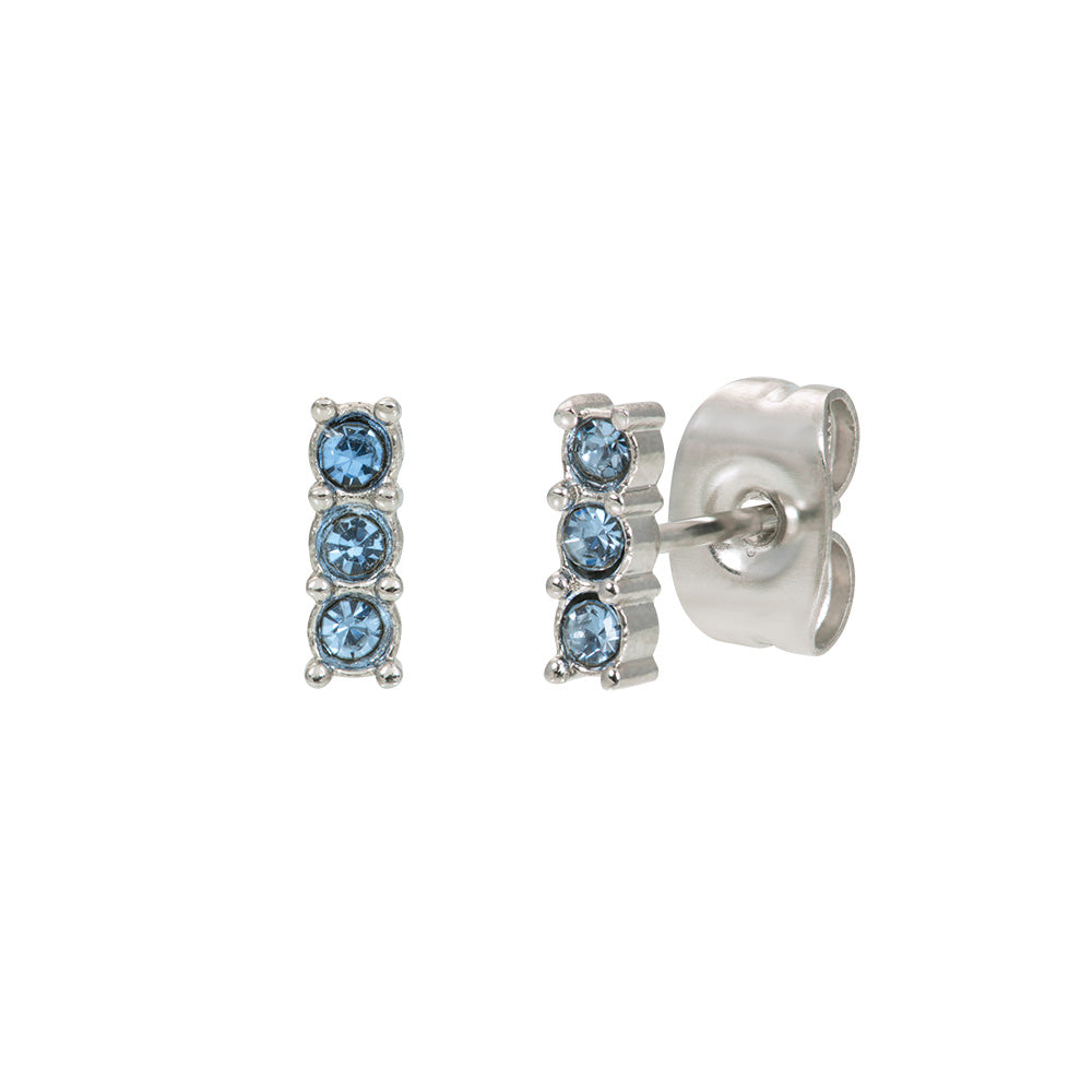 iXXXi Jewelry Ear Studs Triple Stone Blue Silver