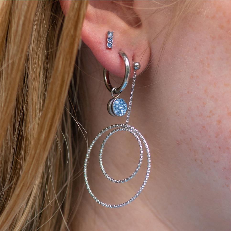 iXXXi Ear Studs Triple Stone Blue Silver